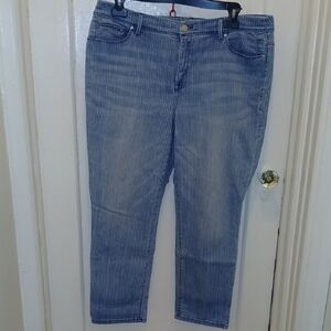 Striped Light Blue Ankle Jeans for Women